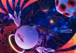  commentary_request constellation copyright_name dark dark_matter dated english extra_eyes galaxy halo icosahedron kirby_(series) kirby_64 kurosiro light_particles miracle_matter no_humans one-eyed red_eyes slit_pupils space star tail upside-down watermark wings zero_two_(kirby) 