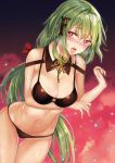  :p arm_under_breasts bangs bikini black_bikini blush breasts cleavage commentary_request detached_collar girls_frontline green_hair groin hair_between_eyes hair_ornament hair_ribbon hand_up heart heart-shaped_pupils heifetz long_hair looking_at_viewer low-tied_long_hair mk48_(girls_frontline) navel open_mouth ponytail red_eyes red_ribbon ribbon sidelocks skindentation smile solo standing stomach sweatdrop swimsuit symbol-shaped_pupils thighs toned tongue tongue_out very_long_hair 