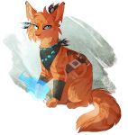  2016 blue_eyes cat digital_media_(artwork) feline feral fur mammal maplespyder maplespyder_(character) orange_fur paws simple_background sitting solo 