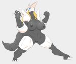  abs aggron anthro big_breasts blonde_hair blue_eyes breasts female hair hi_res humanoid mammal muscular nintendo nipples nude pok&eacute;mon pok&eacute;mon_(species) pok&eacute;morph pussy rezflux simple_background smile solo thick_thighs video_games white_background 