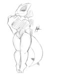  anthro big_breasts breasts female greyscale legendary_pok&eacute;mon looking_at_viewer lugia monochrome nic-m-lyc nintendo nipples nude pok&eacute;mon pok&eacute;mon_(species) simple_background solo video_games white_background 
