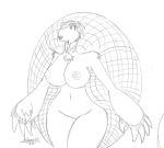  2012 5_fingers adamios anthro armadillo big_breasts biped black_and_white breasts chest_tuft claws eyelashes featureless_crotch female front_view fur glyptodon half-length_portrait huge_breasts long_claws looking_up mammal monochrome navel nipples nude open_mouth open_smile pencil_(artwork) portrait scales shell signature simple_background small_waist smile solo standing thick_thighs traditional_media_(artwork) tuft voluptuous white_background wide_hips 