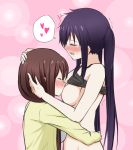  2girls 5tb breast_sucking brown_hair ebisuzawa_kurumi eyes_closed gakkou_gurashi! multiple_girls open_mouth purple_hair text wakasa_yuuri yuri 