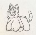  2018 animal_crossing ankha_(animal_crossing) anthro areola big_breasts breasts butt cat egyptian feline female hair huge_breasts looking_at_viewer mammal mr.under nintendo nipples nude short_stack sketch smile solo thick_thighs traditional_media_(artwork) video_games wide_hips 