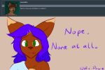  2018 anthro canine dialogue female fur hair kierra_holt long_hair looking_at_viewer mammal purple_hair signature wolf wolfie-pawz 