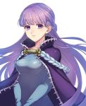  blue_dress cloak closed_mouth commentary_request dress fire_emblem fire_emblem:_fuuin_no_tsurugi kokouno_oyazi long_hair long_sleeves purple_eyes purple_hair simple_background sofiya solo upper_body white_background 