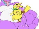  2015 ahegao anal anal_penetration anthro balls big_dom_small_sub blue_hair bow_tie chisuun erection ero_(character) eyes_closed hair humanoid_penis looking_pleasured male male/male nidochi nidoking nintendo nude open_mouth penetration penis pikachu pok&eacute;mon pok&eacute;mon_(species) purple_skin simple_background sitting size_difference tongue tongue_out video_games white_background 