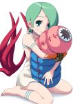  aka_(s3637) barefoot breath_of_fire breath_of_fire_v commentary_request dress facial_mark full_body_tattoo green_hair highres nina_(breath_of_fire_v) red_wings short_hair solo tattoo white_dress wings 