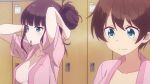  2girls animated animated_gif blush breasts multiple_girls new_game! shinoda_hajime takimoto_hifumi 