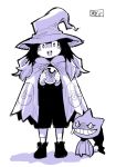  :d banette blush_stickers cape chichibu_(chichichibu) crystal_ball full_body gen_3_pokemon hat hex_maniac_(pokemon) holding legs_apart long_hair monochrome multicolored_hair npc_trainer open_mouth pokemon pokemon_(game) pokemon_rse shadow simple_background smile socks solo standing teeth two-tone_hair white_background witch_hat 