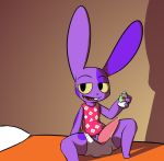  2018 alternate_species animal_crossing anthro bob_(animal_crossing) clothed clothing lagomorph male mammal nintendo open_mouth rabbit rabblet simple_background solo video_games 