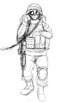  2018 armor assault_rifle black_and_white canine clothing dog dog_girl_(hladilnick) female gun helmet hladilnik mammal military monochrome ranged_weapon rifle uniform weapon 