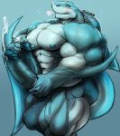  anthro balls big_balls fish huge_balls humanoid_penis hyper hyper_balls hyper_muscles hyper_penis looking_at_viewer male marine multi_penis muscular muscular_male nude oldshep pecs penis precum shark solo standing vein veiny_penis 