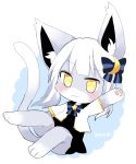  1girl barefoot cat furry mizuiroribbon short_hair smile solo white_hair yellow_eyes 