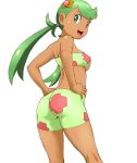  1girl creatures_(company) dark_skin game_freak green_eyes green_hair looking_back mao_(pokemon) nintendo pokemon swimsuit tof 
