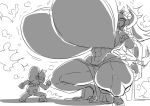  1girl abs backlighting borrowed_design bowsette breast_smother breasts crown eye_pop facial_hair fangs genderswap genderswap_(mtf) giantess giga_bowser gigantic_breasts gloves greyscale hat lineart long_hair mario mario_(series) matsu-sensei monochrome mustache new_super_mario_bros._u_deluxe overalls personification princess sharp_teeth size_difference sketch super_crown super_mario_bros. super_smash_bros. tail teeth transformation 