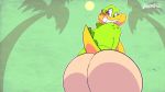  2018 animated anthro australian big_breasts big_butt breasts butt clothed clothing croc_(vimhomeless) crocodile crocodilian featureless_breasts female freckles huge_butt looking_at_viewer looking_back music reptile scalie shaking shorts smile solo thick_thighs tongue tongue_out topless twerking vimhomeless voluptuous wide_hips 