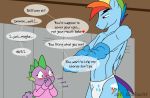  anthro blush caluriri clothed clothing comic crossgender dragon duo english_text equine female friendship_is_magic green_eyes horse looking_back male mammal my_little_pony open_mouth pony rainbow_dash_(mlp) skinsuit smile spike_(mlp) sweater text tight_clothing underwear undressing 
