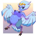  2018 absurd_res animal_humanoid anklet avian big_breasts bird black_eyes breasts chest_tuft claws feathered_wings feathers female hair harpy hi_res humanoid jewelry looking_at_viewer mammal navel nitro nude pregnant shantae shantae:_half-genie_hero shantae_(series) smile solo tuft winged_arms wings 