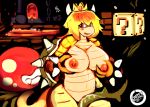  ?_block alternate_species anthro big_breasts breasts crown dirtyscoundrel female flora_fauna hand_on_breast koopa lava mario_bros nintendo nude piranha_plant plant princess_koopa princess_peach pussy pussy_juice reptile scalie shell spikes thick_thighs video_games 