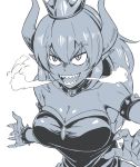  artist_request bowsette breasts cleavage crown duplicate fingernails highres horns image_sample large_breasts long_hair mario_(series) monochrome new_super_mario_bros._u_deluxe pointy_ears sharp_fingernails sharp_teeth source_request super_crown super_mario_bros. teeth 