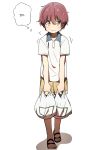  absurdres bag blush bural_chingu full_body grocery_bag han_yul highres korean looking_at_viewer luke_(dydansgur) male_focus original polo_shirt red_hair sandals shopping_bag shorts solo sweat thought_bubble wavy_mouth yellow_eyes 