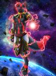  anthro beerus canine digital_media_(artwork) dragon_ball dragon_ball_super dragon_ball_z egyptian fuzzycoma galaxy hi_res lightning looking_at_viewer male mammal muscular raze solo space wolf 