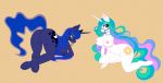  anthro breasts bridle butt cocaine-leopard cosmic_hair duo equine female friendship_is_magic hair horn long_hair mammal multicolored_hair my_little_pony nipples nude pinup pose presenting princess_celestia_(mlp) princess_luna_(mlp) sibling simple_background sisters 