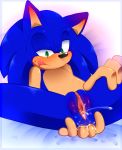  anal anal_fingering anal_masturbation anthro blush cuntboy ejaculation fingering green_eyes half-closed_eyes hedgehog intersex jayaero lying mammal masturbation on_back orgasm pussy pussy_ejaculation pussy_juice simple_background solo sonic_(series) sonic_the_hedgehog spreading sweat tongue tongue_out 