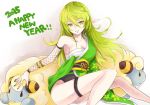  breasts cleavage collarbone elf elsword eyebrows_visible_through_hair floral_print hadanugi_dousa happy_new_year kumataro long_hair mareep new_year pointy_ears pokemon pokemon_(creature) rena_(elsword) sheep sitting smile traditional_clothes 