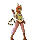  2018 anthro biped breasts cleavage clothed clothing crystal dagger english_text feline female fully_clothed fur gem gloves hair holding_object looking_at_viewer mammal melee_weapon midriff navel serval shirt signature simple_background solo standing teeth text weapon wolfie-pawz 