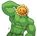  2018 abs animate_inanimate anthro barazoku flora_fauna flower green_skin male muscular muscular_male plant plants_vs_zombies solo sunflower sunflower_(plant_vs_zombies) tehbluebubble 