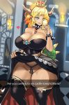  armlet ass bare_shoulders black_dress black_legwear black_panties blonde_hair blue_eyes bow bow_panties bowsette bracelet breasts cameltoe cellphone cleavage collar commentary_request crown curvy dress dress_lift english goomba heart highres horns huge_breasts jewelry mario_(series) nail_polish new_super_mario_bros._u_deluxe open_mouth panties phone see-through self_shot senria smartphone snapchat solo_focus spiked_bracelet spiked_collar spikes super_crown thick_thighs thighhighs thighs turtle_shell underwear wide_hips 