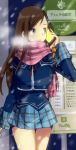  alternate_costume breasts brown_hair commentary hair_ornament hairclip long_hair murata_tefu school_uniform skirt solo sophia_esteed standing star_ocean star_ocean_till_the_end_of_time 