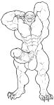  alien balls big_balls flexing greyscale huge_balls hyper hyper_balls hyper_muscles hyper_penis looking_at_viewer male monochrome mr_canvas muscular muscular_male nude penis retracted_foreskin smile solo standing uncut vein 