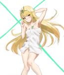  athenawyrm bare_shoulders blonde_hair blush breasts cleavage collarbone covering hikari_(xenoblade_2) large_breasts long_hair looking_at_viewer naked_towel nude simple_background sketch solo towel white_background white_towel xenoblade_(series) xenoblade_2 yellow_eyes 
