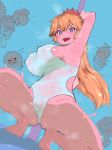  2equal8 :d armpits bare_arms bare_legs bare_shoulders barefoot blonde_hair blue_background blush boo bouncing_breasts bowsette breasts breath cameltoe commentary_request covered_nipples crown flying_sweatdrops goomba heart highres koopa_paratroopa lap_dance large_breasts long_hair looking_at_viewer mario_(series) new_super_mario_bros._u_deluxe one-piece_swimsuit open_mouth pole pole_dancing ponytail purple_eyes sharp_teeth shy_guy sideboob smile solo squatting stripper_pole super_crown sweat swimsuit teeth tongue tongue_out wet wet_clothes wet_swimsuit 