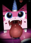  &lt;3 big_tongue cartoon_network dark_background drooling feline female first_person_view fur imminent_vore lego long_tongue mammal mouth_shot pink_fur saliva shiny solo story story_in_description the_lego_movie theunokcringe tongue unikitty vore 