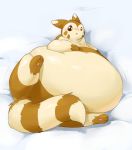  2018 ambiguous_gender bed belly big_belly blush furret hyper hyper_belly lying mammal morbidly_obese nintendo obese on_back on_bed overweight pok&eacute;mon pok&eacute;mon_(species) solo veiukket video_games 