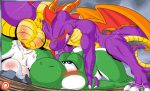  anal anal_penetration anthro backsack balls blue_eyes blush claws crossover cum cum_in_ass cum_inside dinosaur dragon duo euyoshi89 eyes_closed feral from_behind_position horn looking_pleasured male male/male male_penetrating mario_bros nintendo orgasm penetration penis scalie sex spyro spyro_the_dragon sweat teeth video_games wings yoshi 