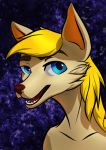  2018 anthro blonde_hair blue_eyes canine fur hair lolbuns looking_at_viewer mammal portrait safe smile solo teeth 