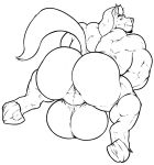  all_fours anthro anus backsack balls big_balls big_butt butt equine greyscale horse huge_balls huge_butt hyper hyper_balls looking_back male mammal monochrome mr_canvas muscular muscular_male nude smile solo 