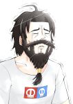  ahoge beard black_hair crying edward_teach_(fate/grand_order) facial_hair fate/grand_order fate_(series) food mustache pocky pororokka_(macareo) scar shirt skull tears trembling white_background 