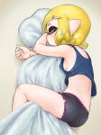  1girl ass blanket_hug breasts domino_mask dondoruma eyes_closed female gym_shorts inkling lying mask nintendo on_side short_shorts shorts sideboob sleeping small_breasts solo splatoon 