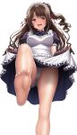  :d alternate_costume apron apron_lift ass_visible_through_thighs bangs bare_legs barefoot black_dress black_gloves blue_neckwear blue_ribbon blush breasts brown_eyes brown_hair cameltoe collared_dress dress dress_lift elbow_gloves enmaided eyebrows_visible_through_hair feet frilled_apron frilled_sleeves frills from_below gloves hair_ribbon heart idolmaster idolmaster_cinderella_girls lambda_(kusowarota) lifted_by_self long_hair looking_at_viewer looking_down maid maid_headdress medium_breasts neck_ribbon one_side_up open_mouth panties puffy_short_sleeves puffy_sleeves red_ribbon ribbon shimamura_uzuki short_sleeves simple_background smile soles solo standing standing_on_one_leg toes underwear upper_teeth upskirt very_long_hair wavy_hair white_apron white_background white_panties wing_collar 