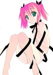  barefoot feet flat_chest kobayakawa_yutaka kusaka_souji lucky_star naked_ribbon nude pink_hair ribbon solo 