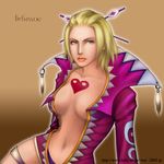  1girl blonde_hair breasts cleavage final_fantasy final_fantasy_x final_fantasy_x-2 heart leblanc looking_at_viewer simple_background solo 