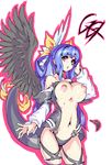  asymmetrical_wings bad_id bad_pixiv_id blue_hair breasts dizzy guilty_gear large_breasts long_hair nipples pzk1 red_eyes ribbon solo tail tail_raised tail_ribbon wings 