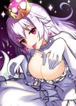  boo breasts cleavage crown earrings ghost_pose gloves jewelry large_breasts luigi's_mansion mario_(series) miruto_netsuki new_super_mario_bros._u_deluxe princess_king_boo purple_eyes purple_hair sharp_teeth super_crown teeth tongue tongue_out 