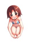  1girl bare_arms bare_shoulders blush breasts brown_eyes brown_hair character_request collarbone eyebrows_visible_through_hair female looking_at_viewer open_mouth simple_background small_breasts solo sweat wakaokami_wa_shougakusei white_background 